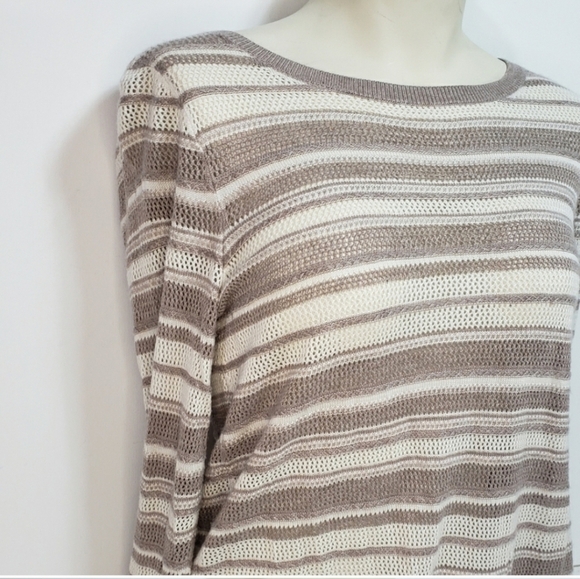 Banana Republic Pink Stripped Mesh Sweater - Picture 2 of 6